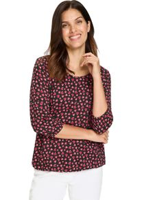Damen 3/4-Arm-Shirt im Herzchen-Muster schwarz-pink-bedruckt