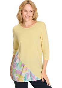 Damen Longshirt mit bedrucktem Einsatz vorne zitrone-mint