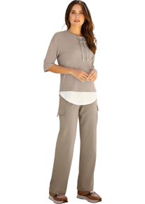 Damen Kurzarmshirt in 2-in-1-Optik sesam-ecru