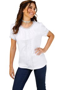 Damen Trachtenshirt mit Spitzen-Verzierung weiss