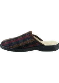 Herren Pantoffel gef&uuml;ttert oder ungef&uuml;ttert braun-kariert