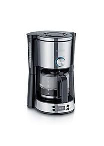 Severin Kaffeeautomat, 10 Tassen, 1.000 W, Digitaluhr mit Timer, AromaSwitch (2 Brühprofile), Glaskanne, Edelstahl (gebürstet)/Schwarz, Display