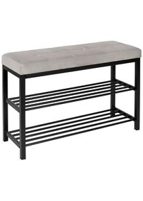 Ambia Home Sitzbank , Schwarz, Hellgrau , Metall, Kunststoff, Textil , Uni , Füllung: Schaumstoff , 80x51x31 cm , Esszimmer, Bänke, Sitzbänke