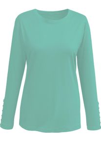 Damen Langarmshirt mit Zierknopfleiste mint