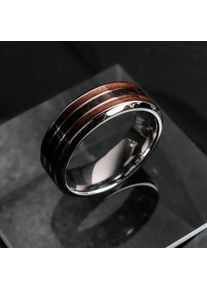 Holzkern Cartesian Ring Silber und Walnuss