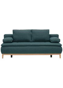 CARRYHOME Boxspringsofa , Petrol , Textil , Buche , massiv , F&uuml;llung: Schaumstoff,Schaumstoff , 202x78x93 cm , Stoffauswahl, Schlafen auf Sitzh&ouml;he , Wohnzimmer, Sofas & Couches, Schlafsofas, Schlafsofas mit Bettkasten