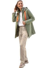 Damen Steppjacke mit Futter im Leo-Dessin khaki