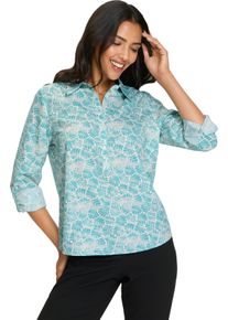 Damen Langarm-Bluse in Schlupfform mint-weiss-bedruckt