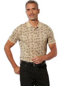 Herren Poloshirt mit Blätter-Druck sand-dunkeltaupe-bedruckt