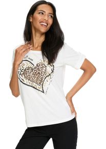 Damen Kurzarmshirt mit Leo-Print ecru-goldfarben