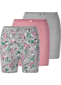 Damen Longpanty mit Zierschleifchen grau-meliert-bedruckt + grau-meliert + altrosa