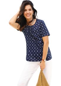 Damen Kurzarmshirt im Minimal-Muster marine-weiss-bedruckt
