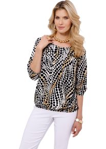 Damen Schlupf-Bluse im Punkte-Dessin elfenbein-schwarz-bedruckt