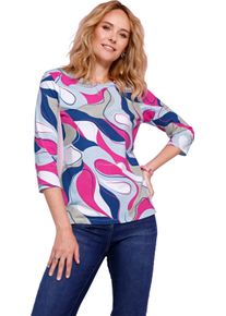 Damen 3/4-Arm-Shirt mit Grafik-Print hellgrau-fuchsia-bedruckt