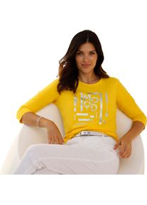 Damen 3/4-Arm-Shirt mit silberfarbenem Folien-Druck sonnengelb