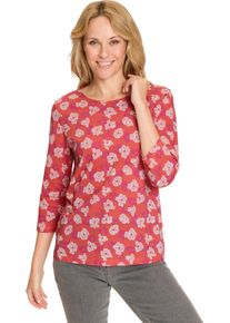 Damen 3/4-Arm-Shirt allover bedruckt, Baumwolle grapefruit-hortensie-bedruckt