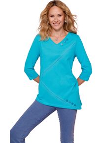 Damen Longshirt mit asymmetrischem Saum türkis