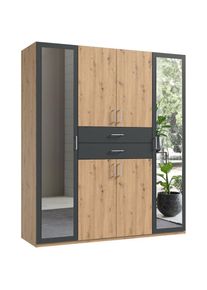 wimex Kleiderschrank »Diver Drehtürenschrank mit Spiegel, 180, 225 o. 270cm breit« Bestseller Schlafzimmerschrank wahlweise 3 Innenausstattungen , grau ,...