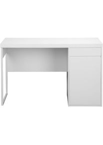 Inosign , Schreibtisch »Oakley«, (mit 45 mm starker Tischplatte), Schublade, Metallkufe, spiegelverkehrt montierbar, Breite 120 cm , weiss , Masse...