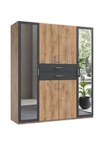 wimex Kleiderschrank »Diver Drehtürenschrank mit Spiegel, 180, 225 o. 270cm breit« Bestseller Schlafzimmerschrank wahlweise 3 Innenausstattungen , grau ,...