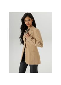 Aniston Selected, Unisex, Aniston SELECTED Jackenblazer mit Reverskragen und Paspeltaschen, beige, 46, Gef&uuml;tterter Blazer mit Reverskragen