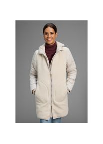 Kangaroos, Unisex, Kangaroos Hybridjacke mit Kapuze &Uuml;bergangsjacke aus Teddy-Fleece mit gesteppten &Auml;rmeln und Kapuze, beige, grau, 44, Lange 