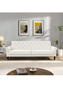 3-Sitzer »Tyne« Schlafsofa 222 cm, Bettfunktion (110/190cm), pflegeleichter Velours , beige , Dorel Home , 100% Polyester
