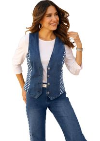 Damen Jeansweste mit Lochstickerei blue-stone-washed