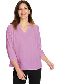 Damen Schlupf-Bluse mit R&uuml;schen am Ausschnitt orchidee