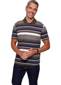 Herren Poloshirt im Ringel-Muster oliv-weiss-geringelt