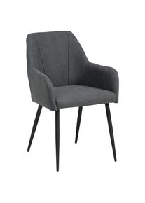 Mid.you Armlehnstuhl , Grau, Schwarz , Metall, Textil , Rundrohr , 56x87x60 cm , Esszimmer, St&uuml;hle, Polsterst&uuml;hle