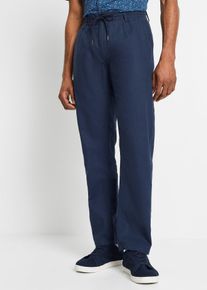 Relaxed Fit Schlupf-Hose aus luftigem Leinen-Mix Straight in blau, Grösse 58, bonprix