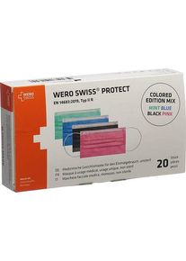 Wero Swiss Typ IIR Protect Medizinische Mundschutz Maske farbig, 20 Stück
