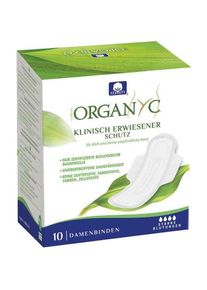 Organyc Monatsbinden mit Fl&uuml;gel high flow, 10 St&uuml;ck