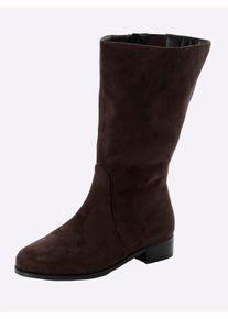sheego Witt Damen Weitschaftstiefel in Wildleder-Optik, schoko, Gr&ouml;&szlig;e 41, 100% Polyurethan