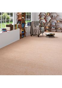 Teppichboden »Rava, Velours« rechteckig 16 mm Höhe Uni Farben, Breite 400 cm, weich, strapazierfähig, Wohnzimmer , beige , my home , Obermaterial:...