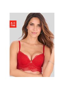 s.Oliver, s.Oliver Push-up-BH &raquo;Sophie&laquo; aus feiner Spitze in leichter Longform, sexy Dessous, Reizw&auml;sche, rot, 80, Cup B, Push-up-BH