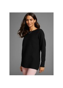 Laura Scott, Unisex, Rundhalspullover in oversized Form mit Rippstruktur, schwarz, 32/34, Oversize Pullover von Laura Scott