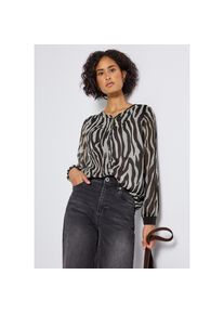 Street One, Unisex, Street One Chiffonbluse mit Zebra-Print, deep roast braun, 44, Langarmbluse mit softem Top von Street One