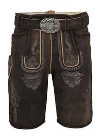 Kr&uuml;ger Buam Kr&uuml;ger Buam, Hommes Pantalon folklorique 'Vinc', brun fonc&eacute; / gris