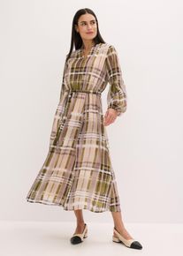 Chiffonkleid mit Bindeband in beige, Gr&ouml;sse 44, bonprix