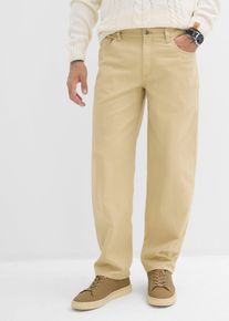 Relaxed Fit Twillhose mit Komfortbund Straight in beige, Gr&ouml;sse 46, 100% Baumwolle, bonprix