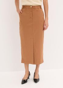 Bleistiftrock aus Velourslederimitat in braun, Gr&ouml;sse 40, bonprix