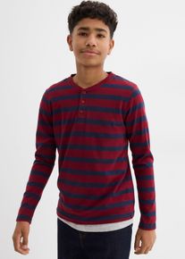 Henleyshirt aus reiner Bio-Baumwolle (2er Pack) in blau, Gr&ouml;sse 176/182, 100% Baumwolle, bonprix