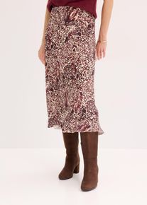 Satin-Rock mit Struktur in beige, Grösse 54, bonprix