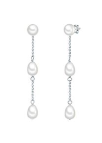 Valero Pearls, Femmes Boucles d'oreilles, argent / blanc perle