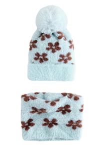 next Set: M&uuml;tze und Schal M&auml;dchen Gr&ouml;&szlig;e M/L hellblau / schoko