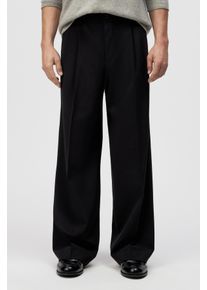 Drykorn LEEK-WIDE Relaxed Fit Bundfaltenhose in Gabardine in schwarz, Größe 34x32