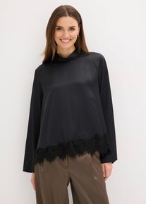 Bluse aus flie&szlig;endem Satin in schwarz, Gr&ouml;sse 36, bonprix
