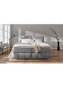Boxspringbett »Wehma« inkl. Topper in 3 verschiedenen Matratzen, auch in Samtstoff , grau , Home Affaire